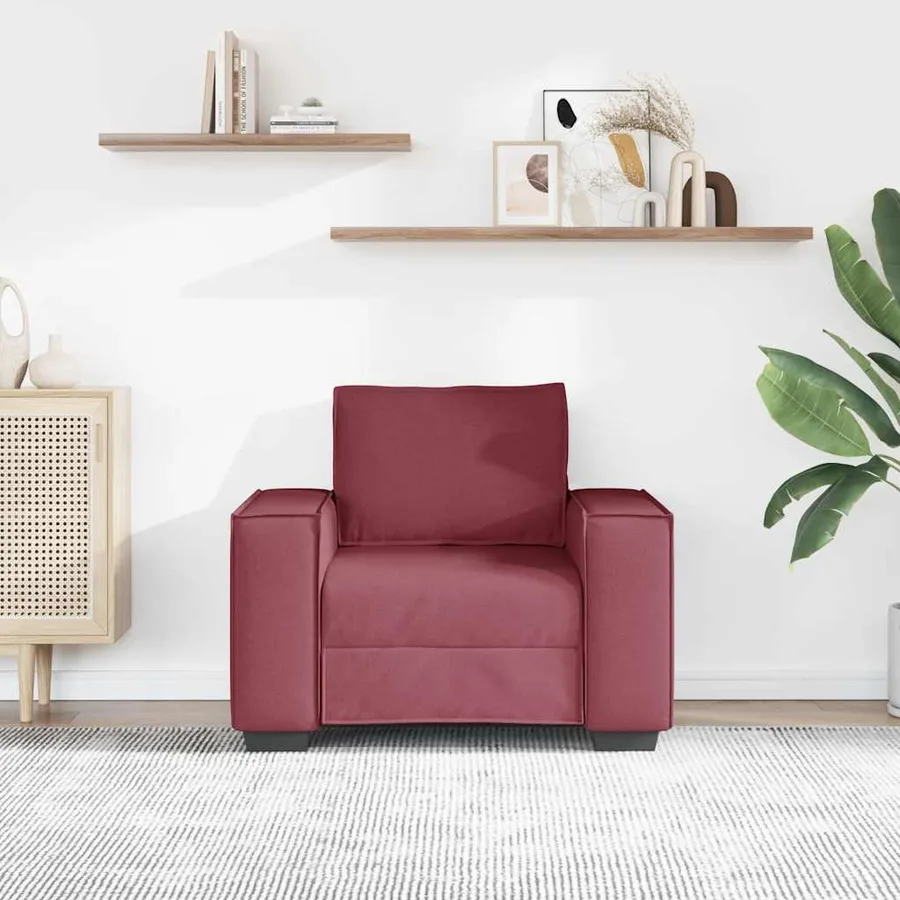 Canapé Fauteuil Rouge Vin 100x78x84 cm Tissu - 3