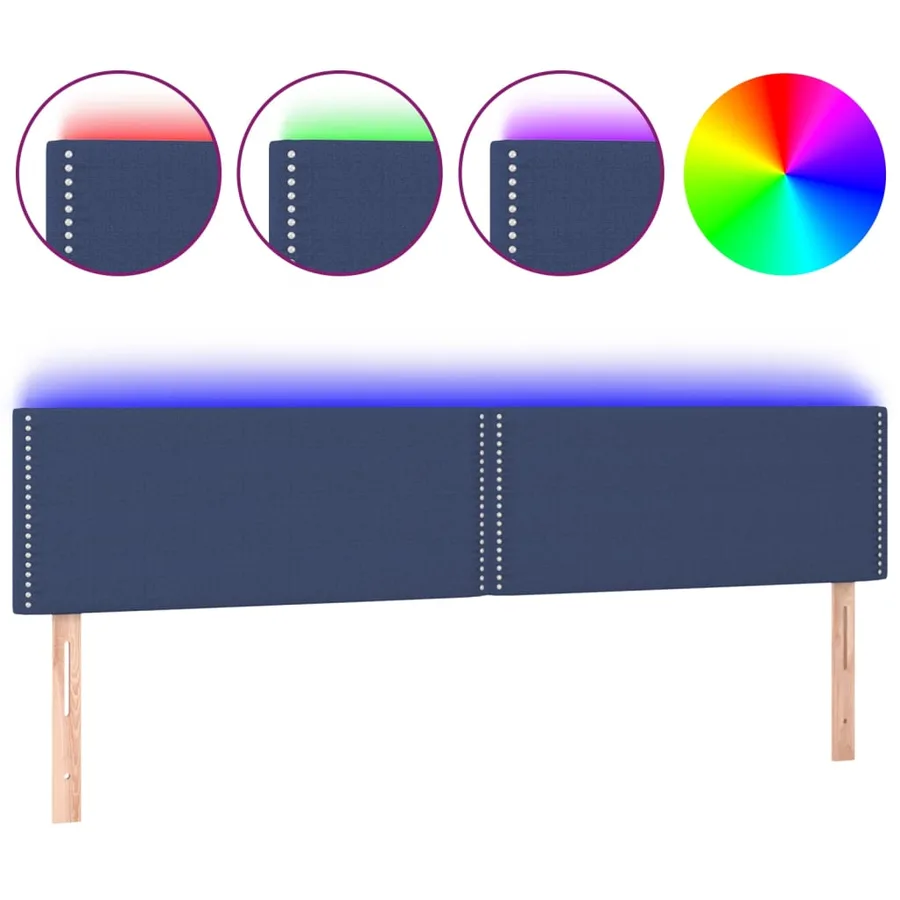 Tête de lit à LED Bleu 180x5x78/88 cm Tissu - 2