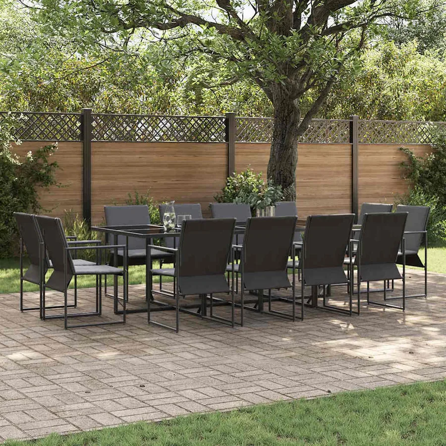 Ensemble de salle à manger pour jardin 13 pcs Noir Acier
