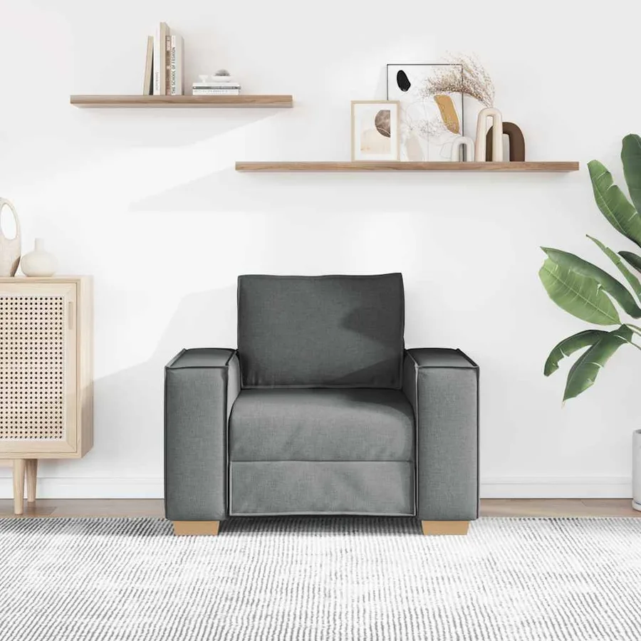 Canapé Fauteuil Gris Foncé 100x78x84 cm Tissu - 3