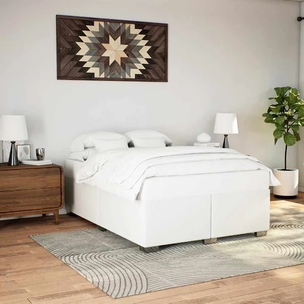 Cadre de lit sans matelas blanc 137 x 190 cm similicuir