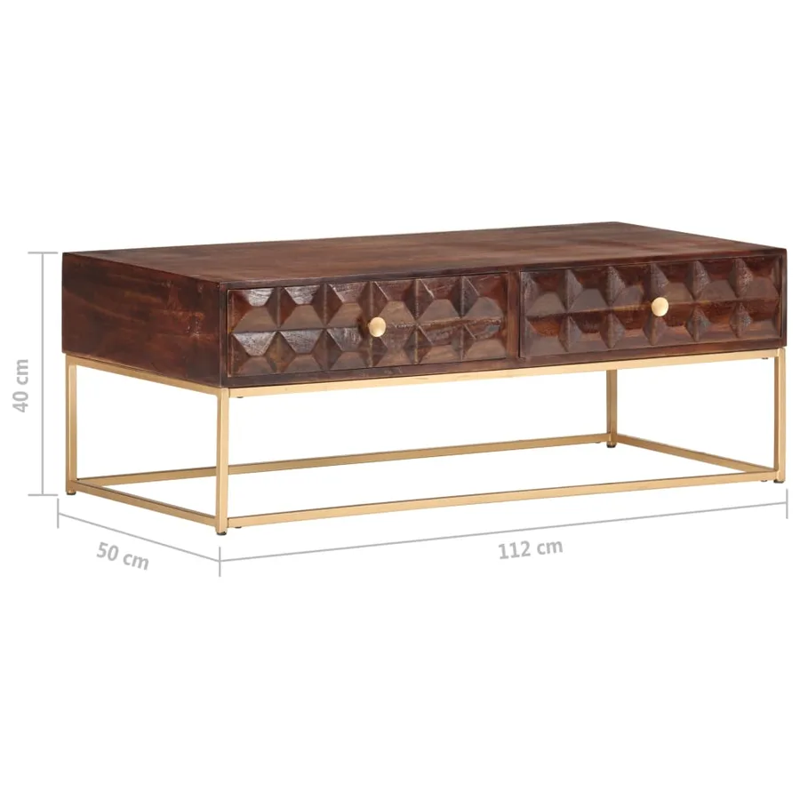 Table basse 112 x 50 x 40 cm en bois de manguier massif - 8