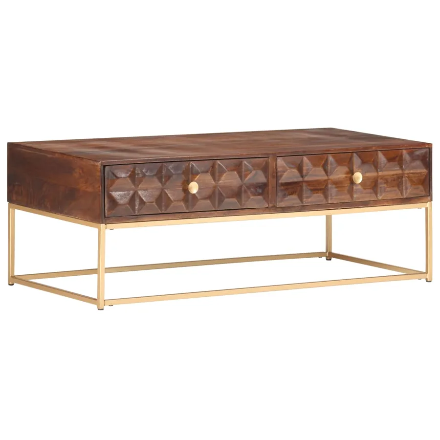 Table basse 112 x 50 x 40 cm en bois de manguier massif - 9