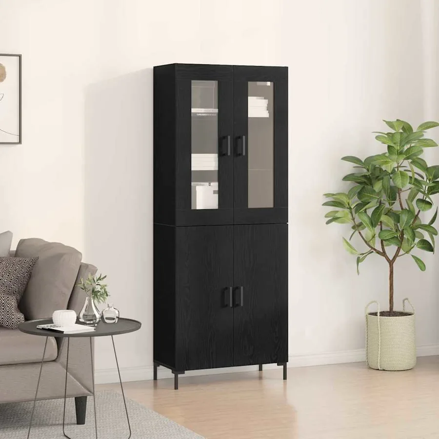 Haut Armoire 2 pcs Chêne noir 69,5 x 34 x 180 cm