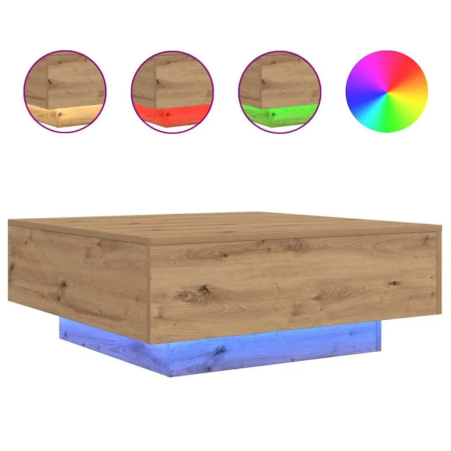 Table basse Chêne artisanal 80 x 80 x 31 cm Bois d'ingénierie - 2