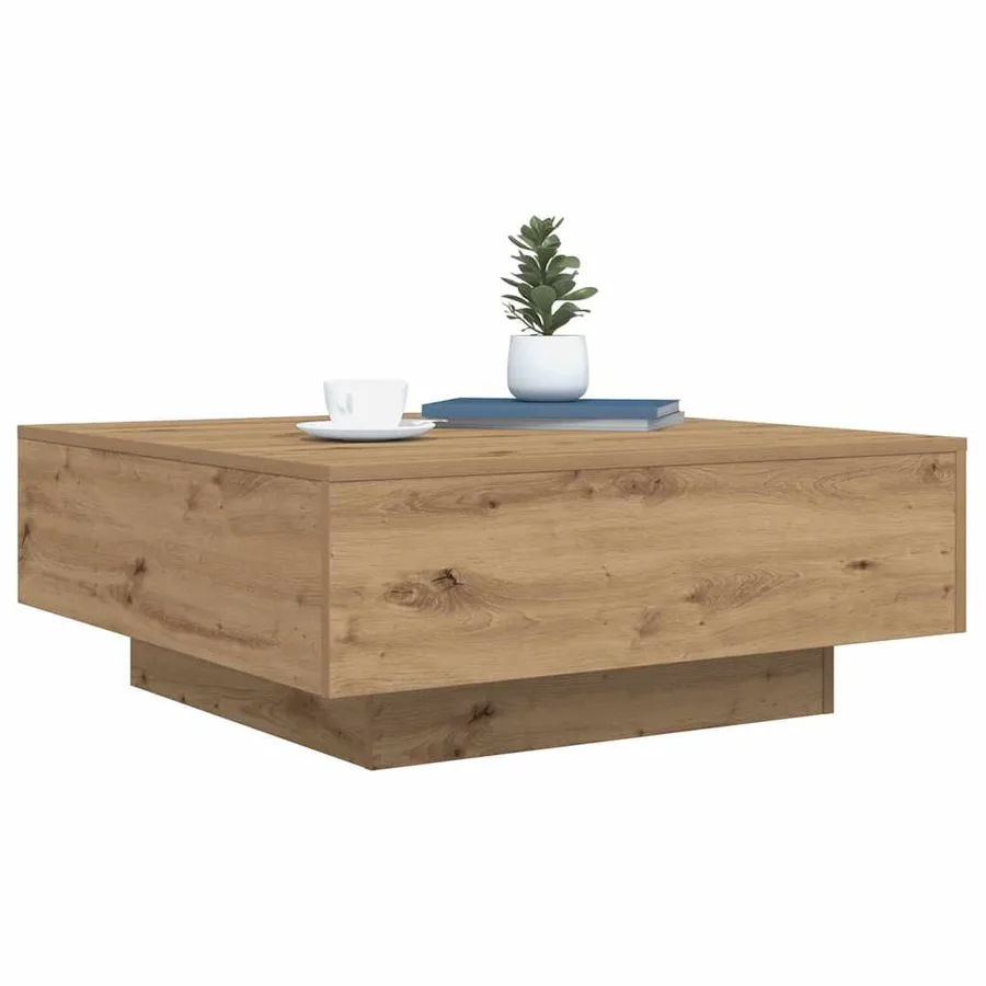Table basse Chêne artisanal 80 x 80 x 31 cm Bois d'ingénierie - 3