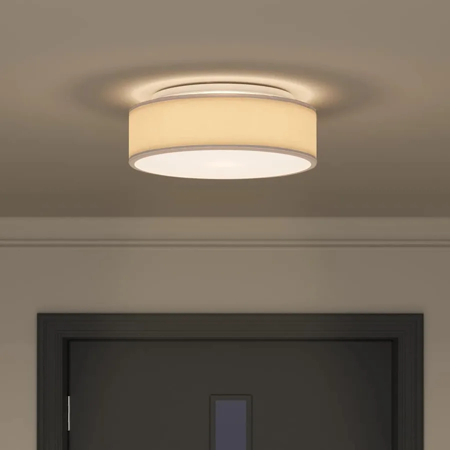 Lampe de plafond Taupe 38 x 38 x 13,5 cm tissu - 4