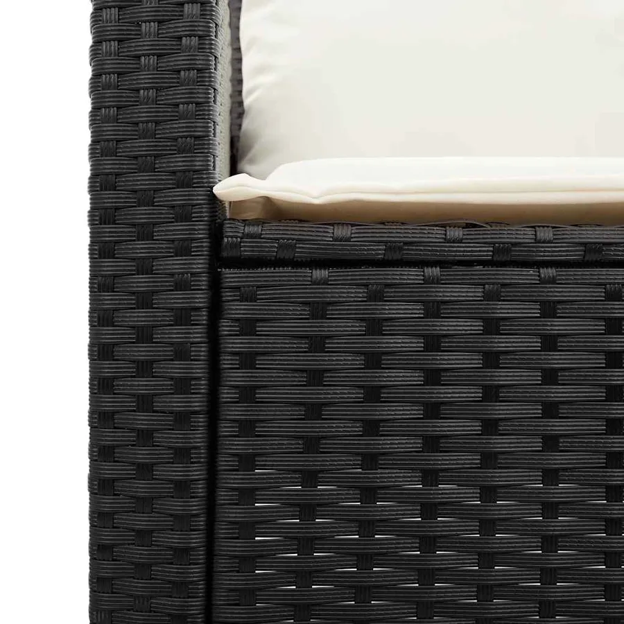 Salon de jardin 5 pcs avec coussins empilable noir polyrotin - 10