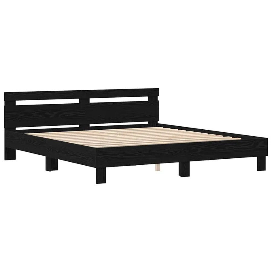 Cadre de lit avec LED Chêne noir 200 x 200 cm Bois d'ingénierie - 4