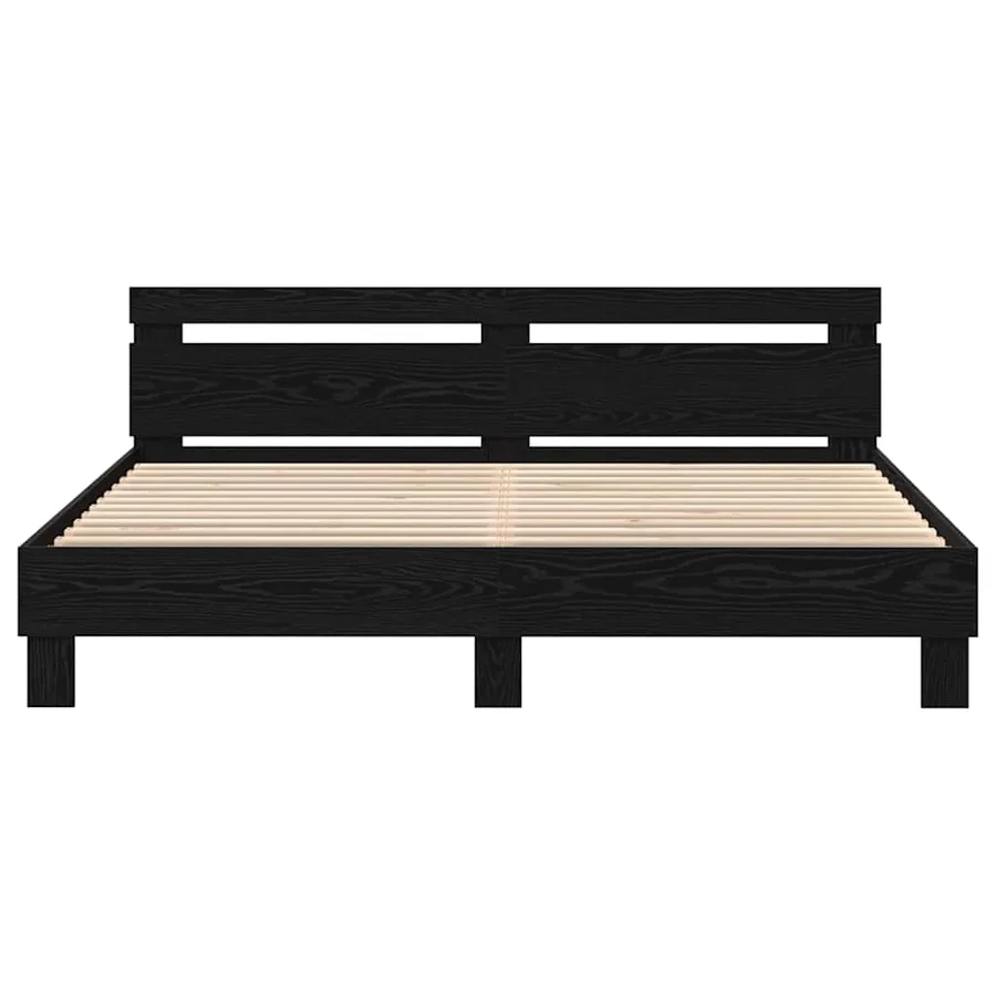 Cadre de lit avec LED Chêne noir 200 x 200 cm Bois d'ingénierie - 5
