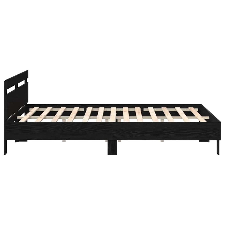 Cadre de lit avec LED Chêne noir 200 x 200 cm Bois d'ingénierie - 6