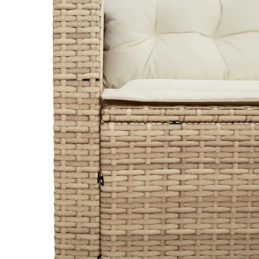 Canapé de jardin avec table et coussins en forme de L beige - 9