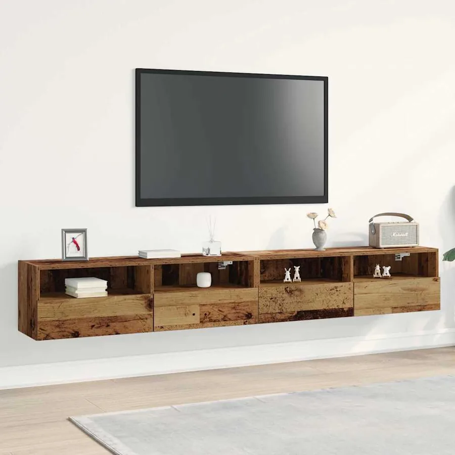 Meuble TV mural 2 pcs Bois Ancien 100 x 30 x 30 cm