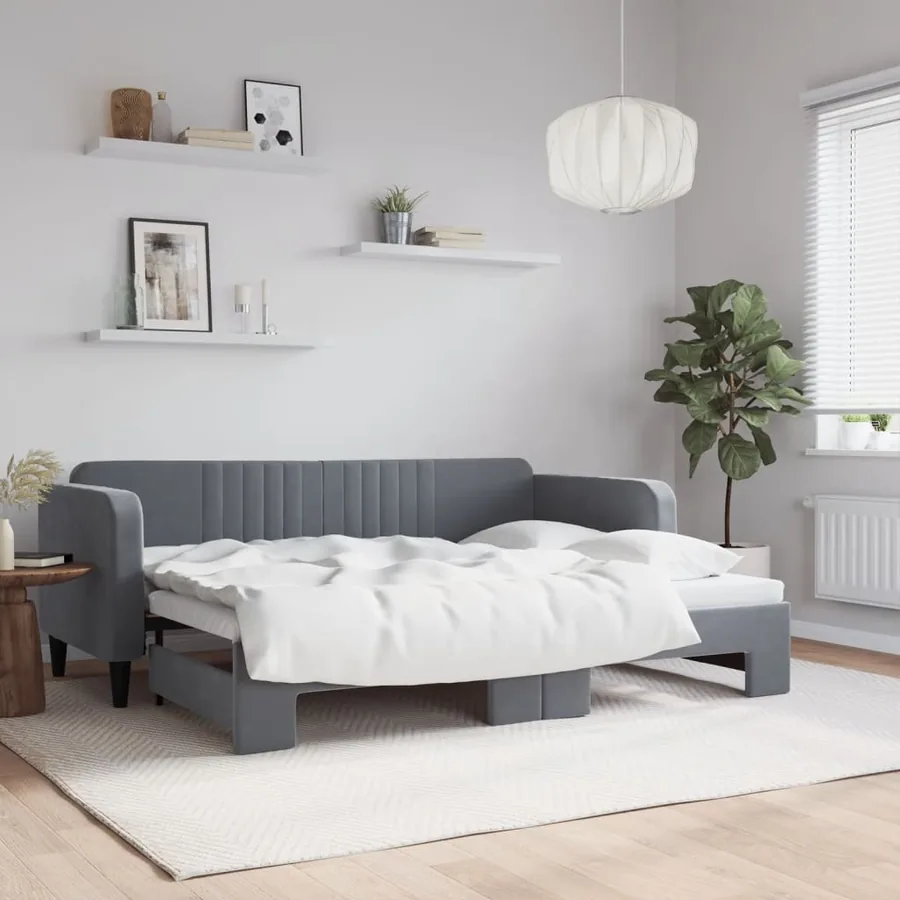Lit de jour avec gigogne sans matelas gris foncé 80x200 cm