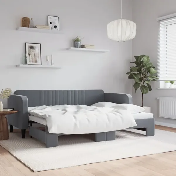 Lit de jour avec gigogne sans matelas gris foncé 80x200 cm