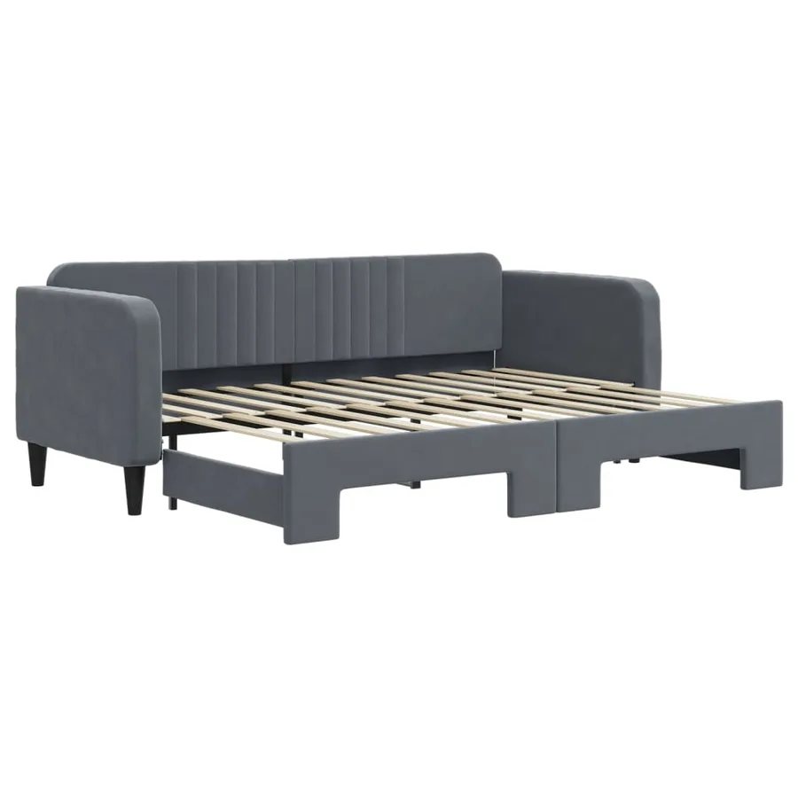Lit de jour avec gigogne sans matelas gris foncé 80x200 cm - 2