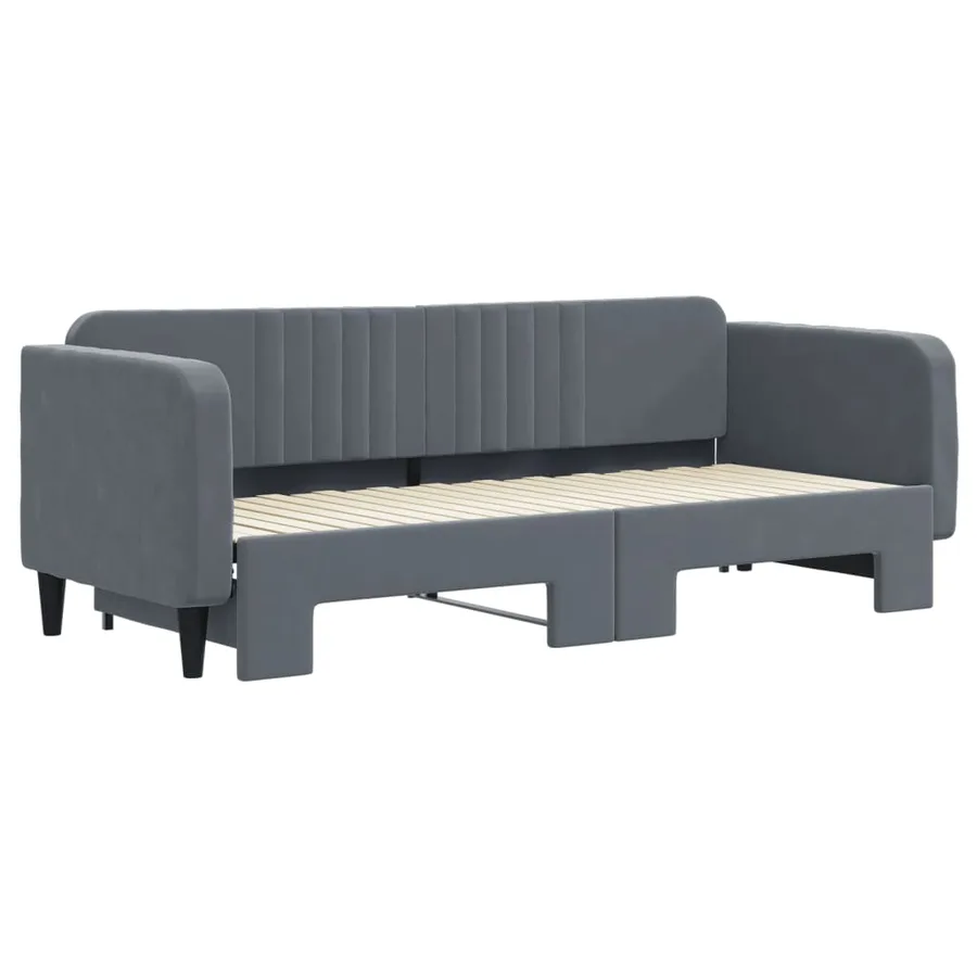 Lit de jour avec gigogne sans matelas gris foncé 80x200 cm - 3