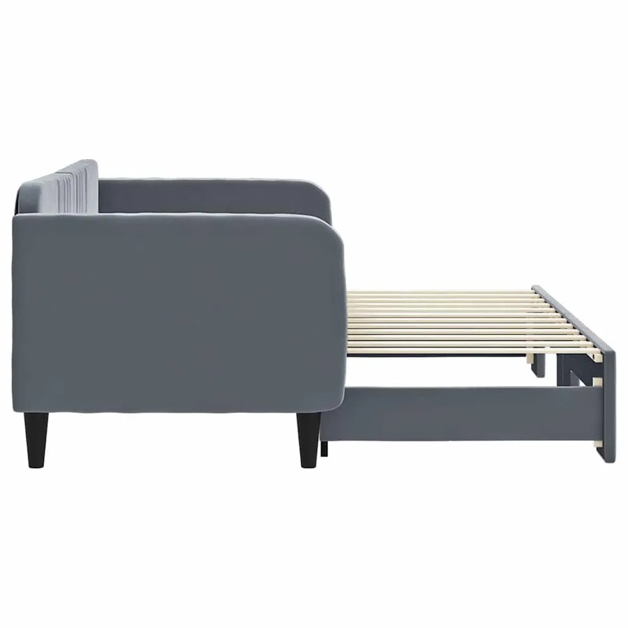 Lit de jour avec gigogne sans matelas gris foncé 80x200 cm - 4