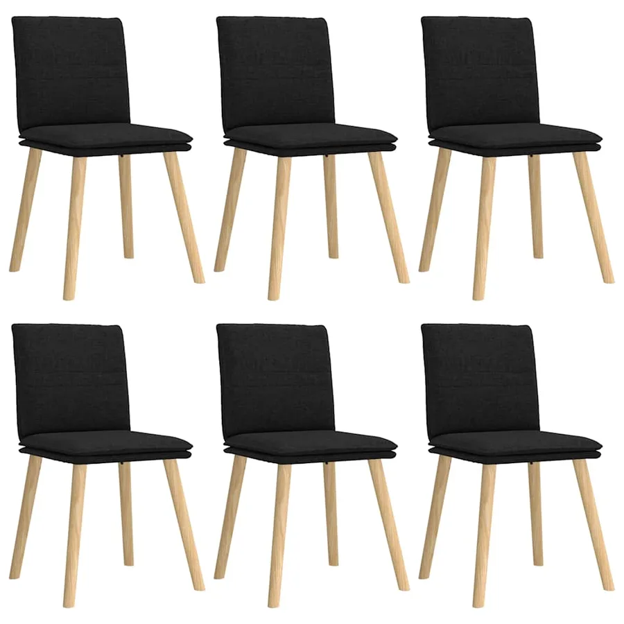Chaises à manger lot de 6 noir tissu - 2