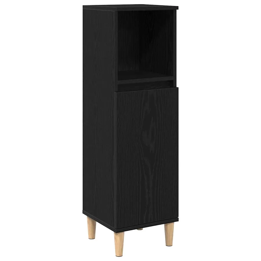 Cabinet de Salle de Bain avec porte Chêne noir 30 x 30 x 100 cm - 2