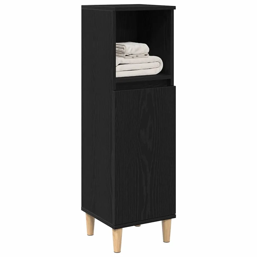 Cabinet de Salle de Bain avec porte Chêne noir 30 x 30 x 100 cm - 3