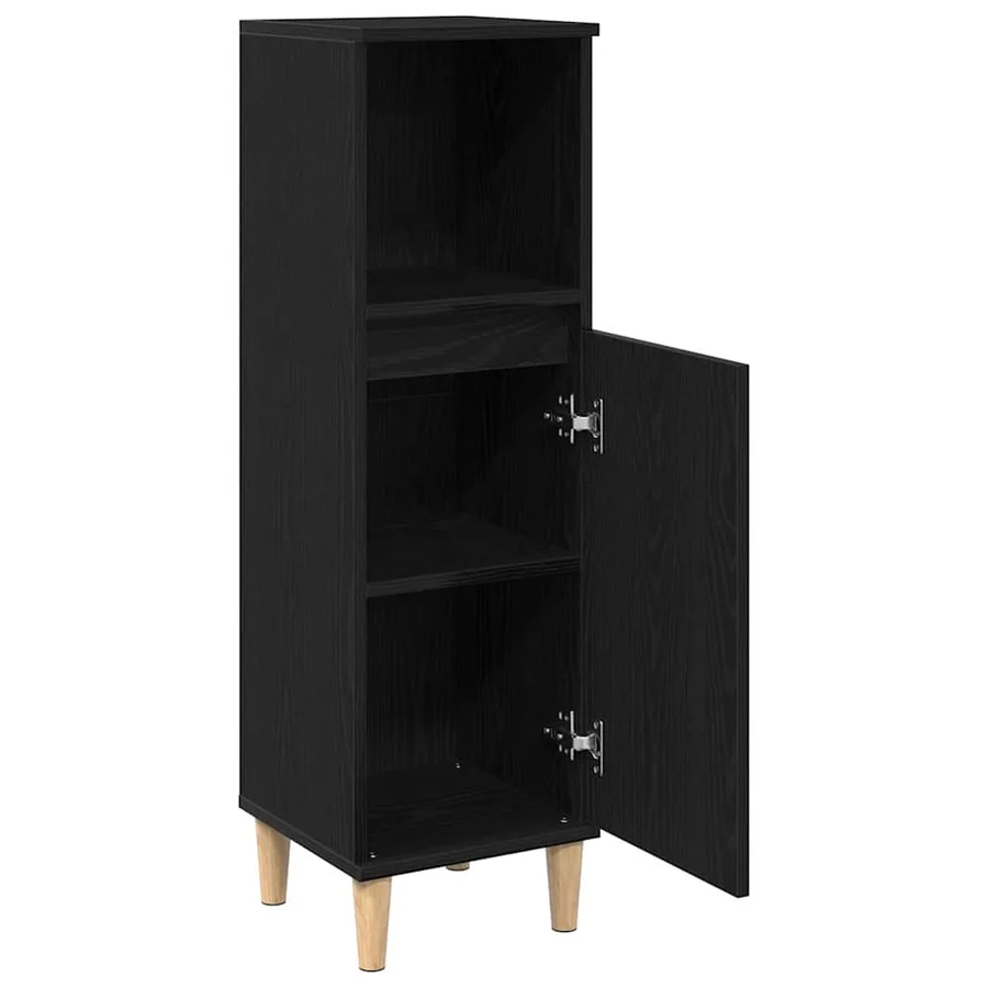 Cabinet de Salle de Bain avec porte Chêne noir 30 x 30 x 100 cm - 5