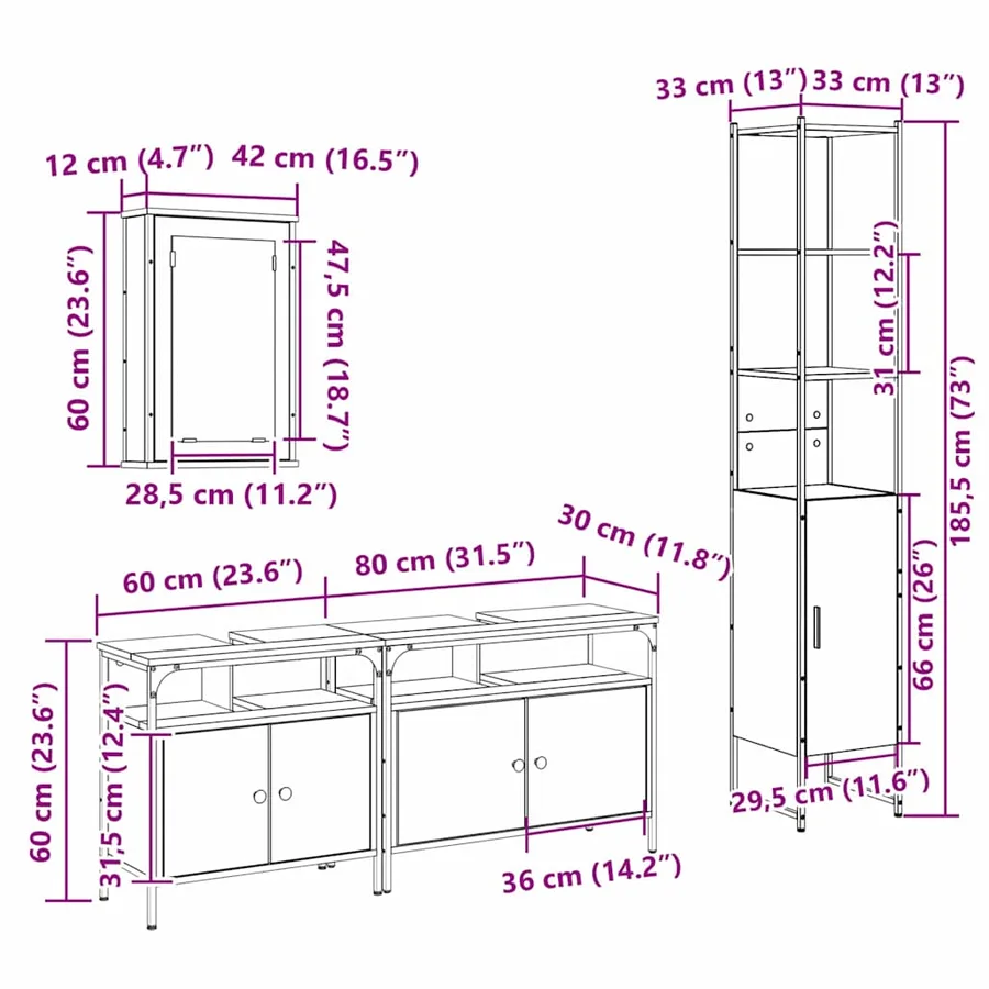 Ensemble de mobilier de salle de bain 4 pc Chêne artisanal - 19