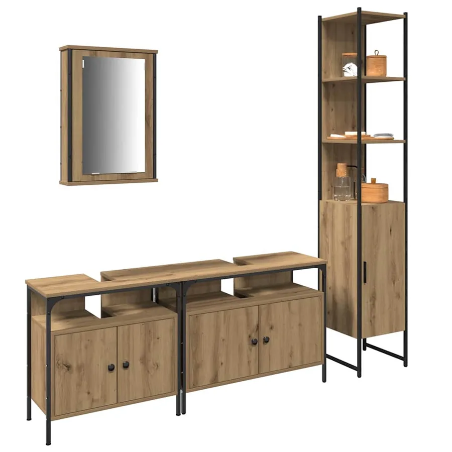 Ensemble de mobilier de salle de bain 4 pc Chêne artisanal - 3