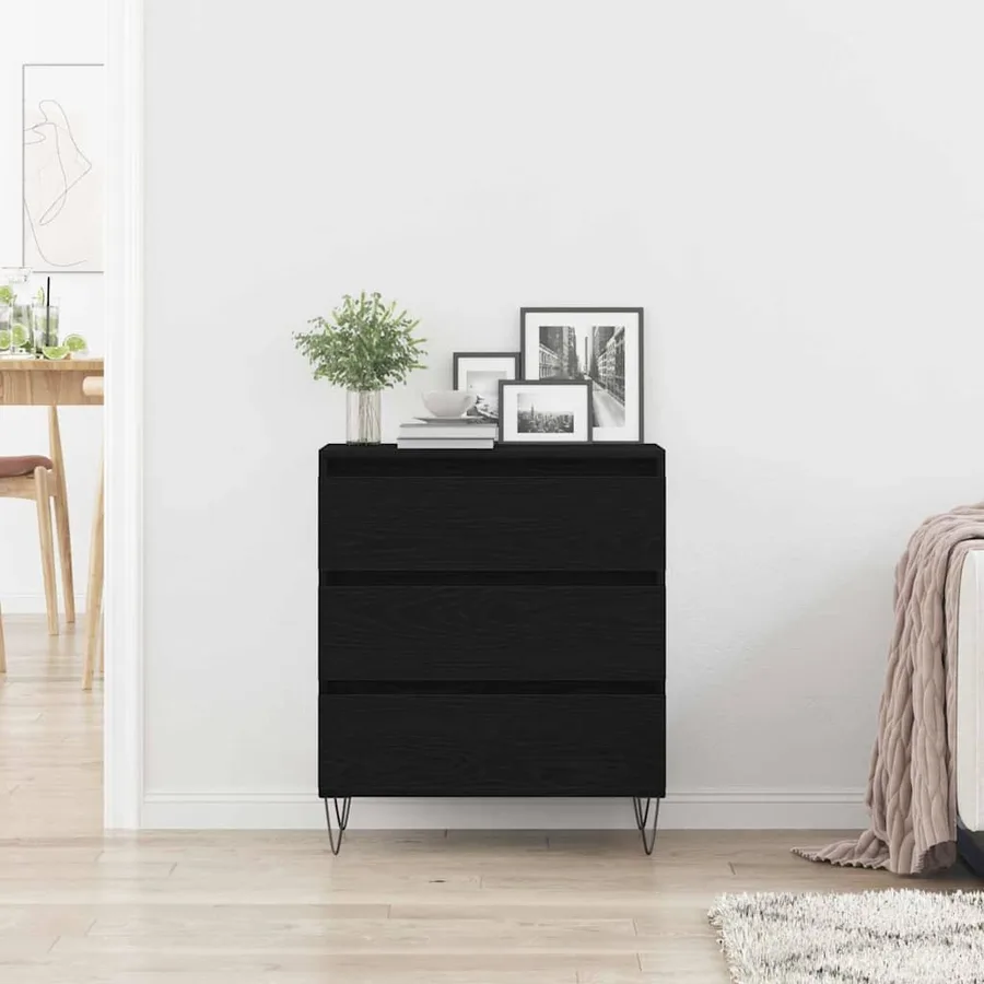 Buffet avec tiroir Chêne noir 60 x 35 x 70 cm Bois d'ingénierie - 4