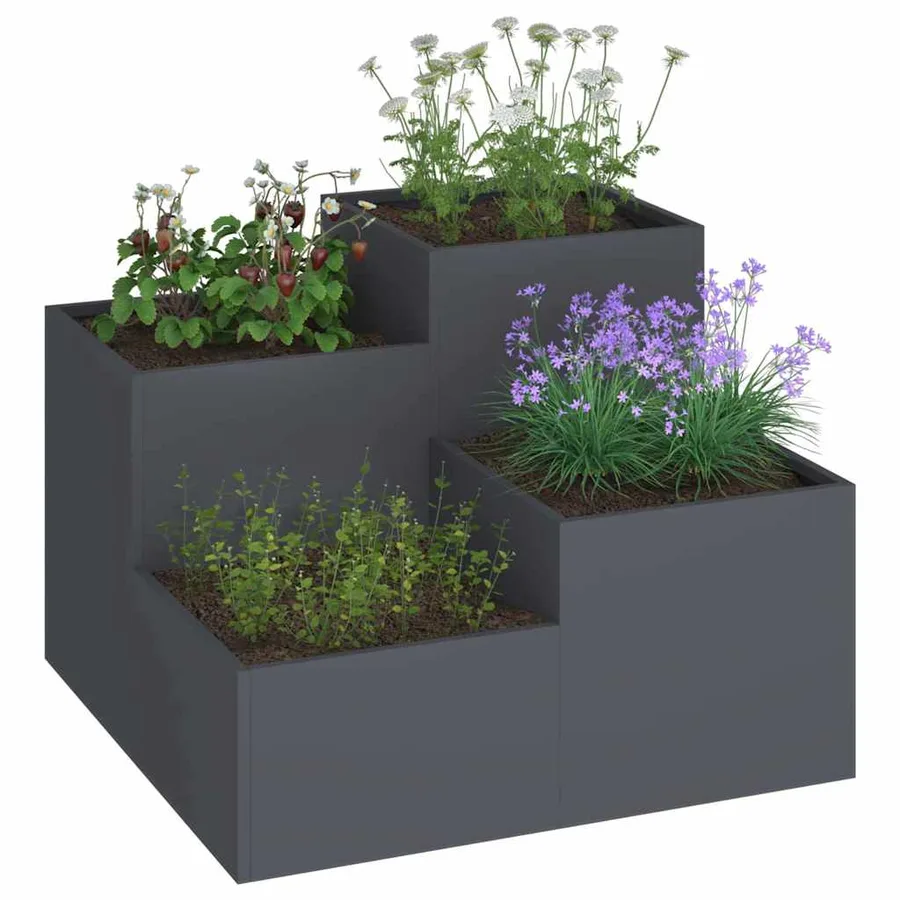 Cache-pot de jardin Anthracite 80 x 80 x 60 cm Acier - 3
