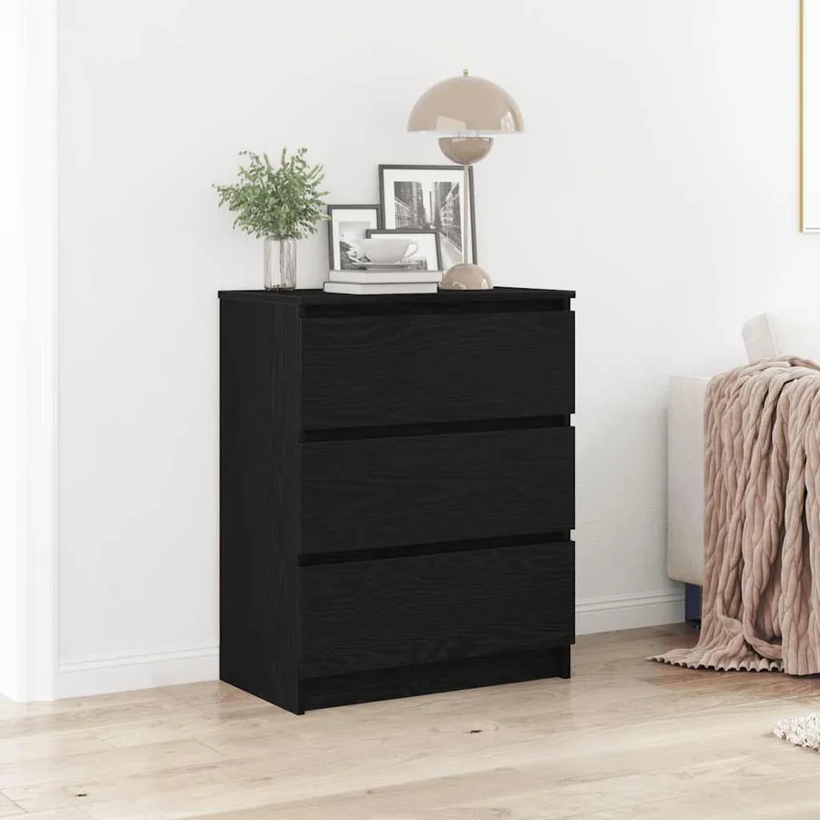 Buffet en chêne noir 60x35x76 cm bois d'ingénierie