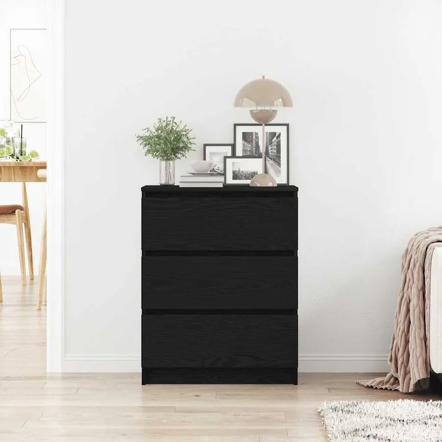 Buffet en chêne noir 60x35x76 cm bois d'ingénierie - 3