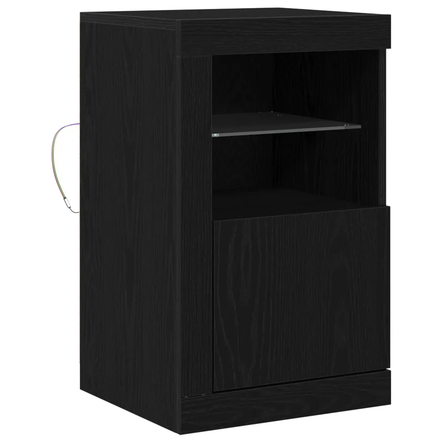 Buffet LED Chêne noir 41 x 37 x 67 cm Bois d'ingénierie - 2