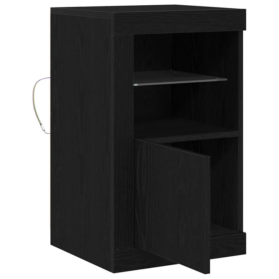 Buffet LED Chêne noir 41 x 37 x 67 cm Bois d'ingénierie - 7