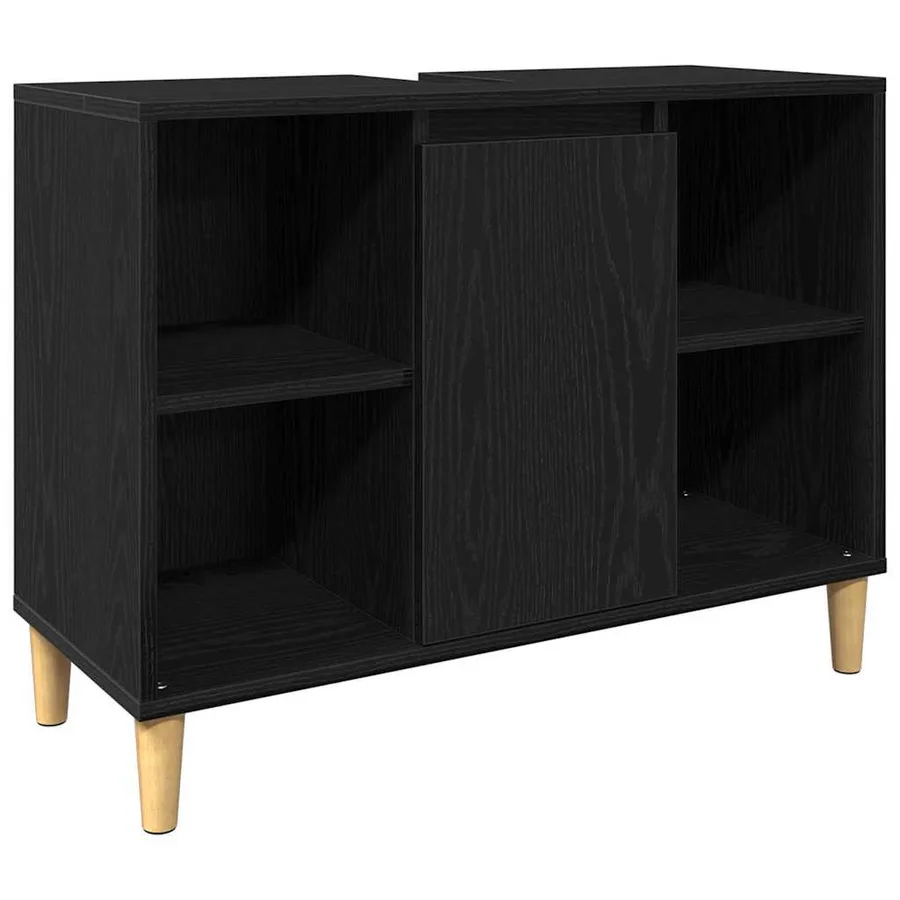 Ensemble de mobilier de salle de bain avec stockage 3 pcs Noir - 6
