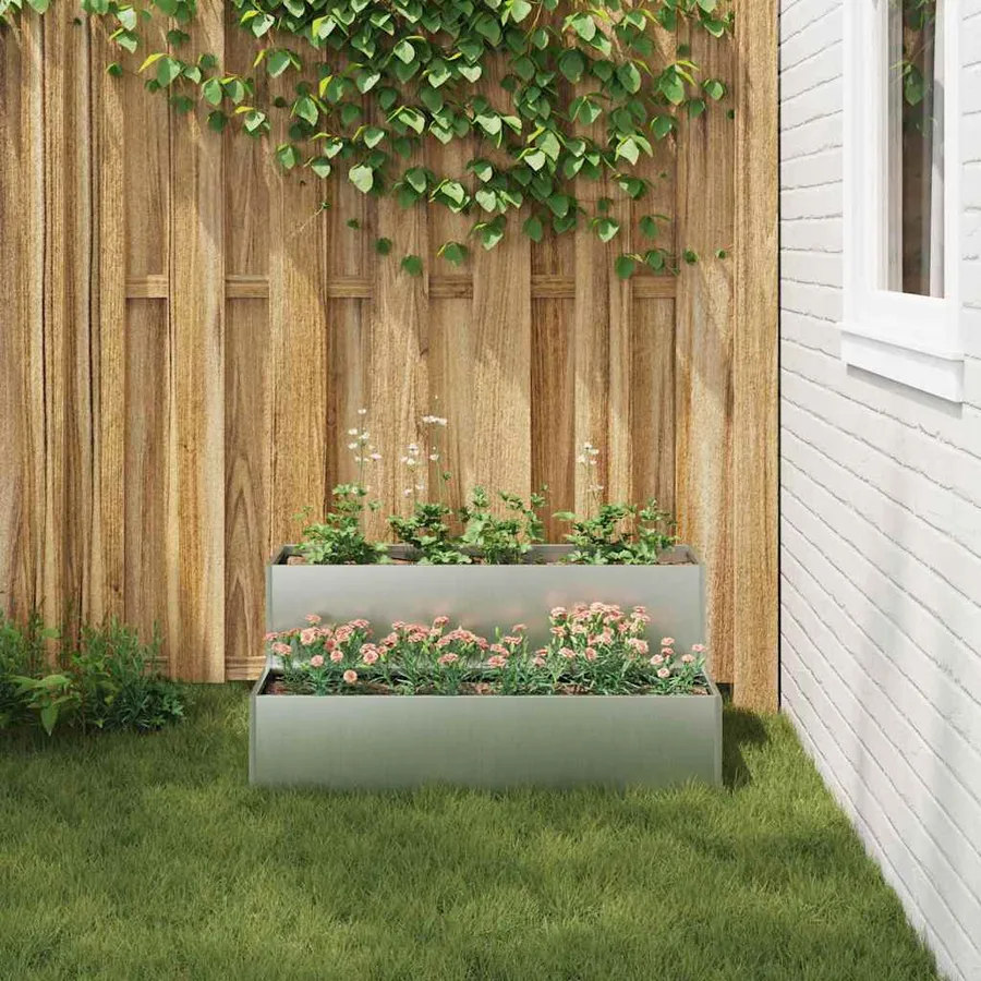 Cache-pot de jardin Argent 100 x 60 x 45 cm Acier galvanisé - 4