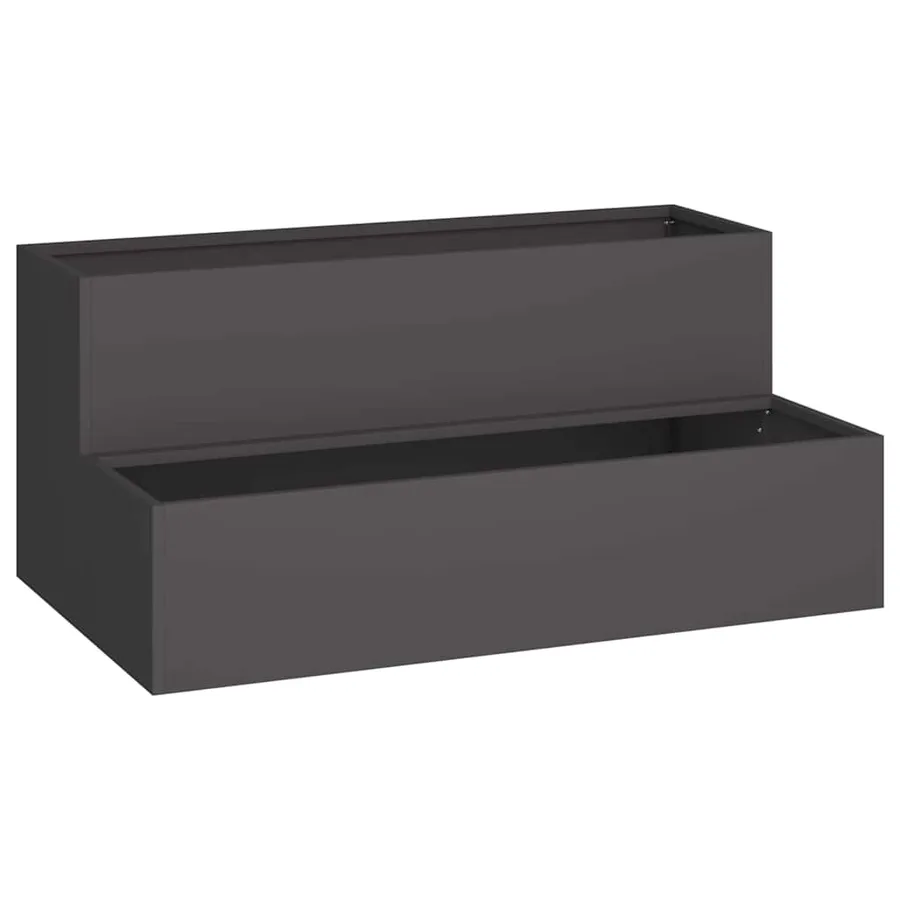Cache-pot de jardin Noir 100 x 60 x 45 cm Acier laminé à froid - 2