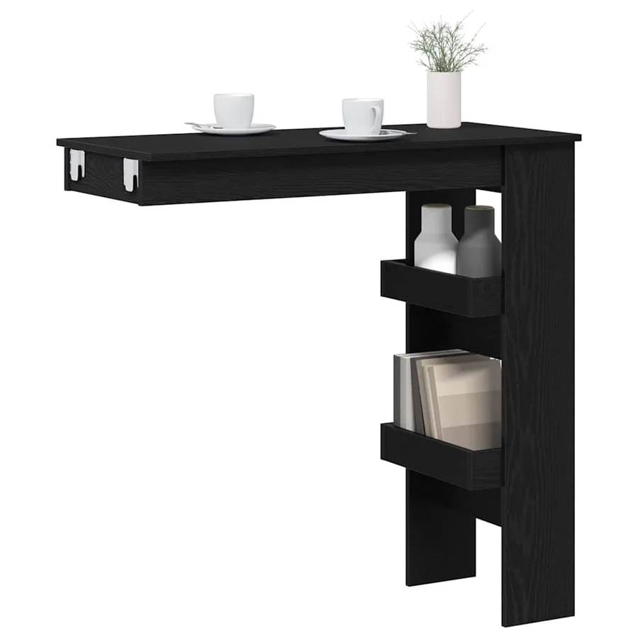 Table de Bar Murale avec étagère Chêne noir 102 x 45 x 103,5 cm - 3