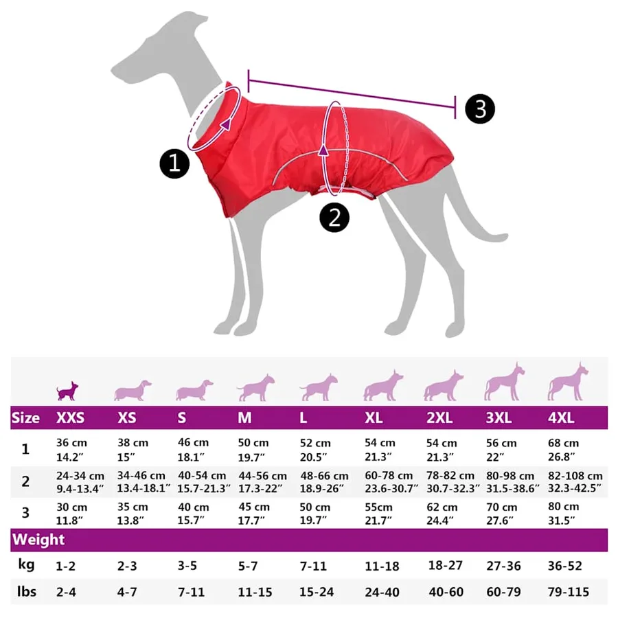 Imperméable pour chien avec bandes réfléchissantes polyester rouge taille XXS - 13
