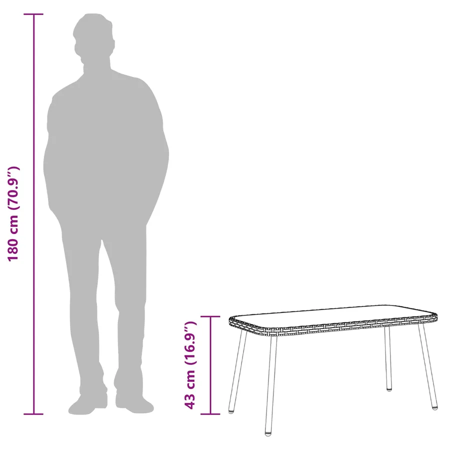 Table basse Noir 90 x 45 x 43 cm polyrotin - 7