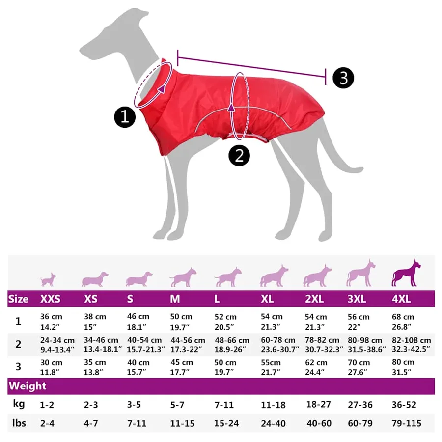Imperméable pour chien avec bandes réfléchissantes en polyester rouge taille 4XL - 13