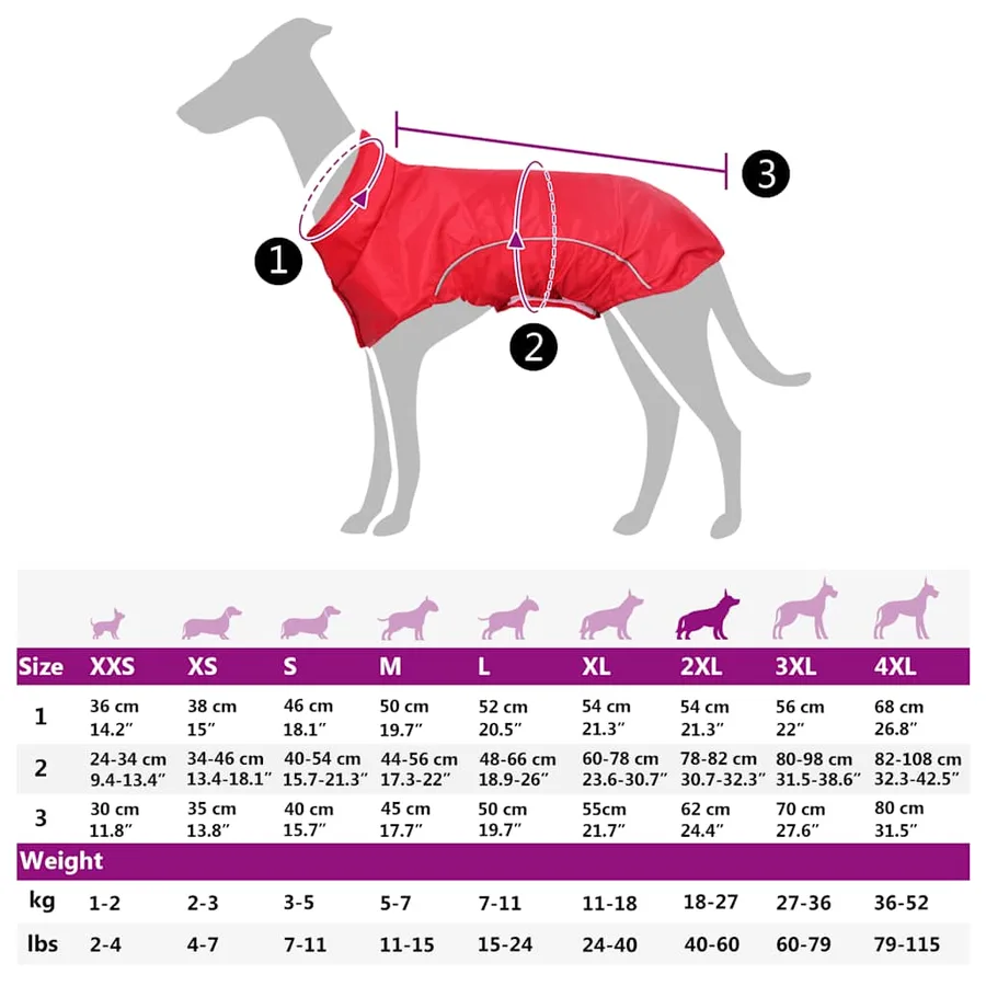 Imperméable pour chien avec bandes réfléchissantes en polyester rouge taille 2XL - 13