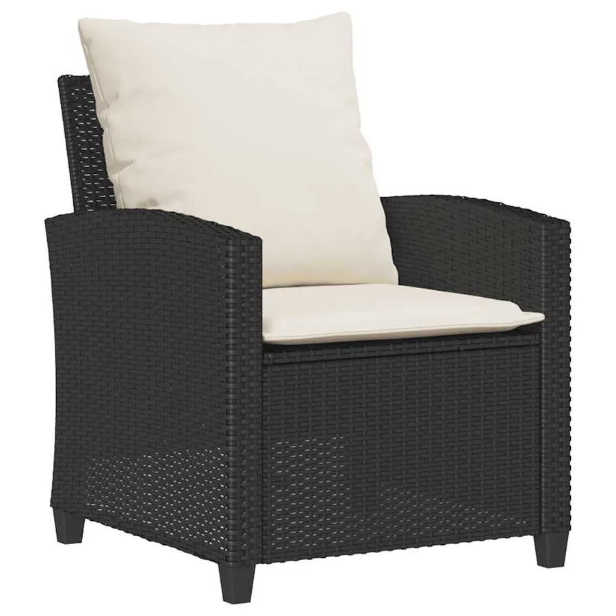 Ensemble de canapé de jardin 6 pcs avec coussins noir résine tressée - 6