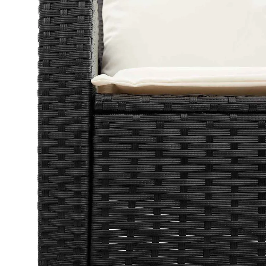 Ensemble de canapé de jardin 6 pcs avec coussins noir résine tressée - 9