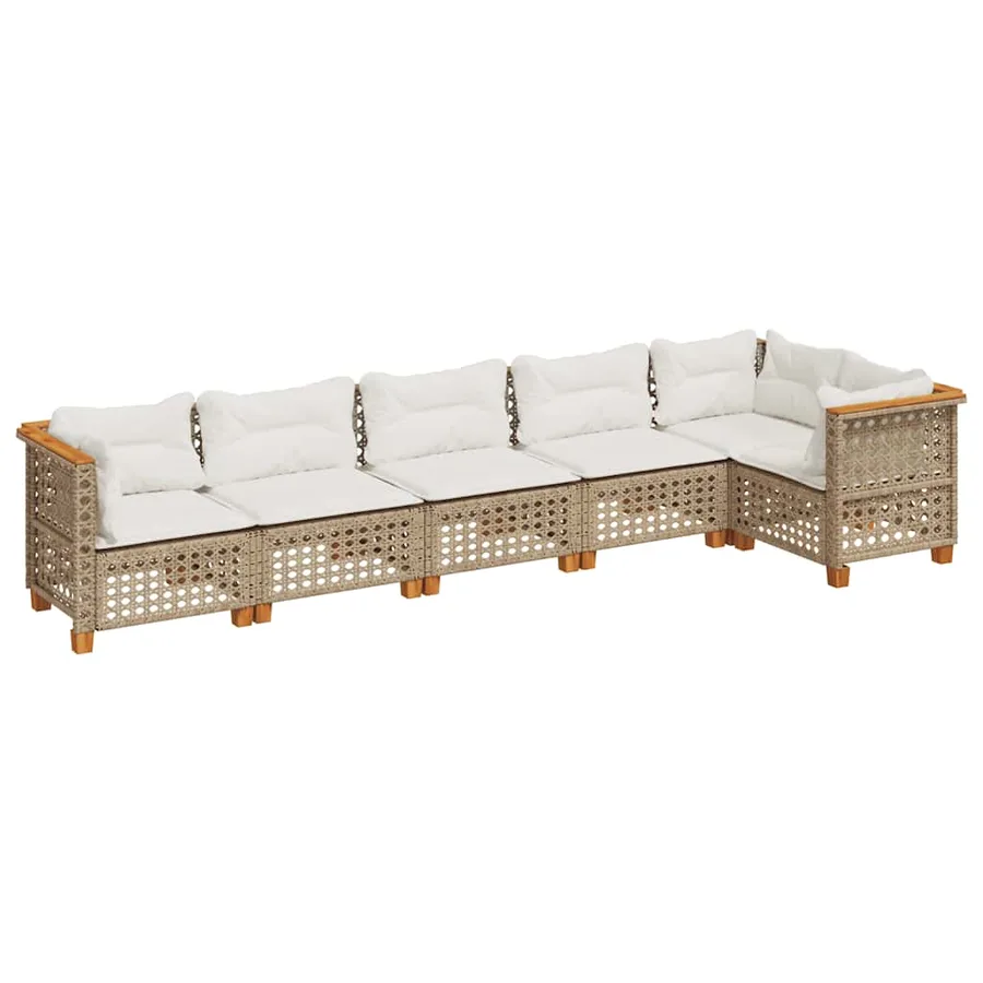 Salon de jardin avec coussins 6 pcs beige résine tressée - 2