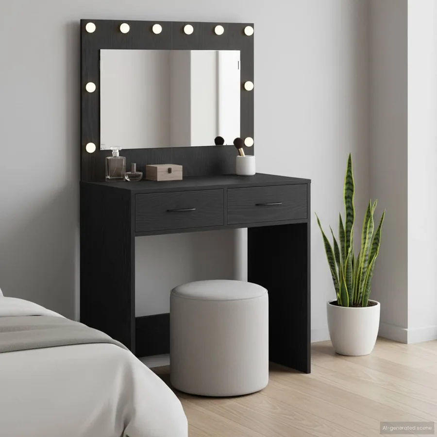 Table de Toilette avec tiroir Chêne noir 78,5 x 41 x 135 cm