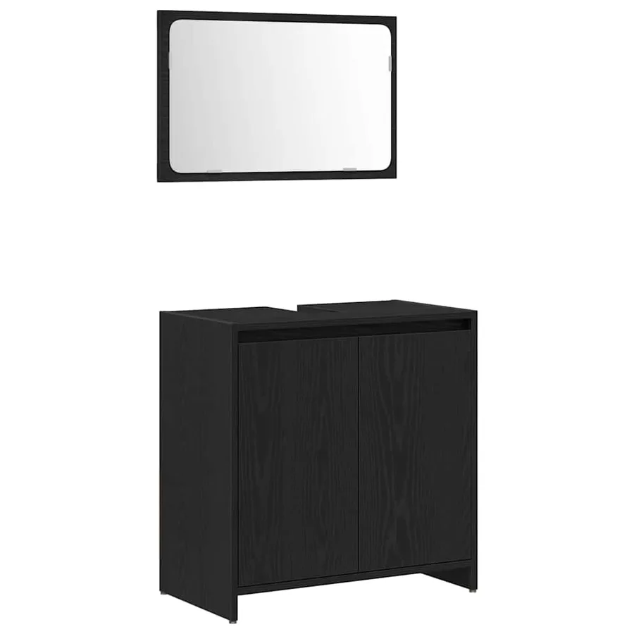 Cabinet de salle de bain avec porte Chêne noir 60 x 33 x 60 cm - 2