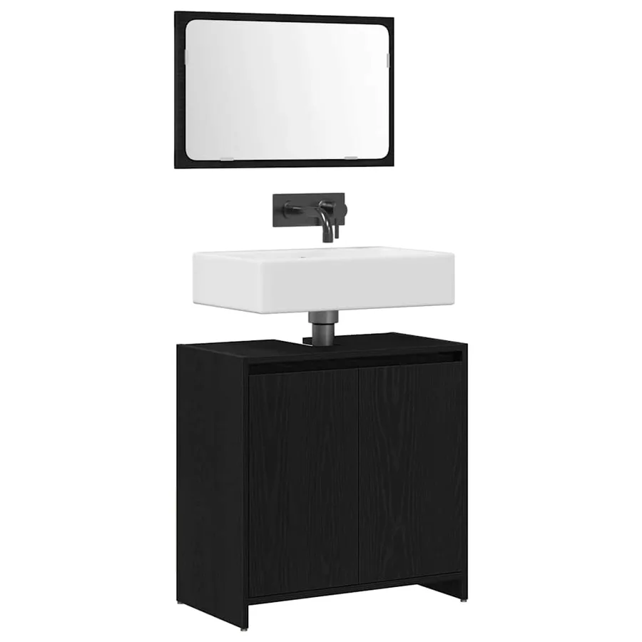 Cabinet de salle de bain avec porte Chêne noir 60 x 33 x 60 cm - 3