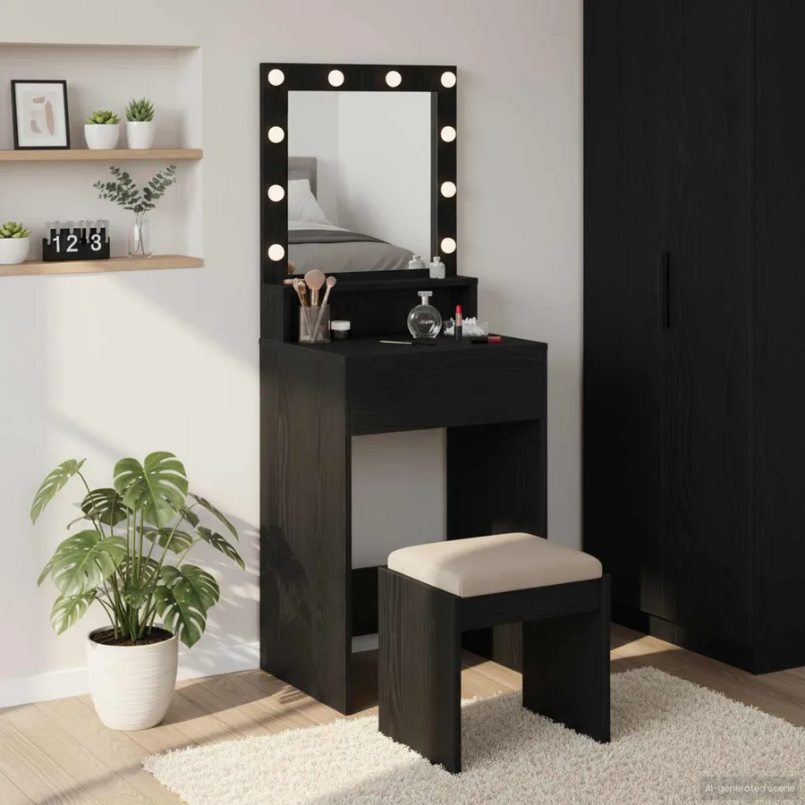 Table de Toilette Chêne noir 50 x 41 x 135 cm Bois d'ingénierie