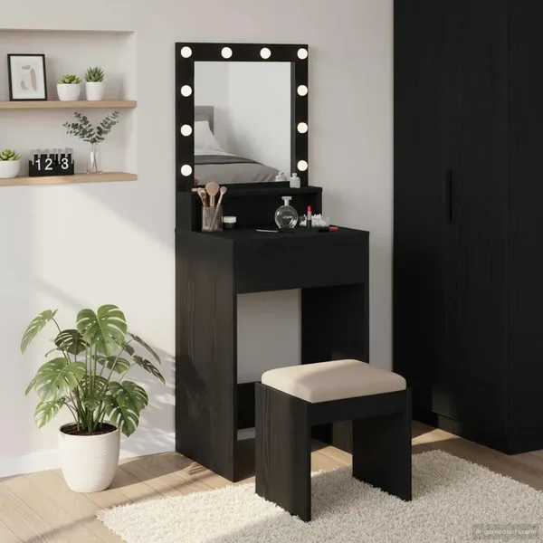 Table de Toilette Chêne noir 50 x 41 x 135 cm Bois d'ingénierie